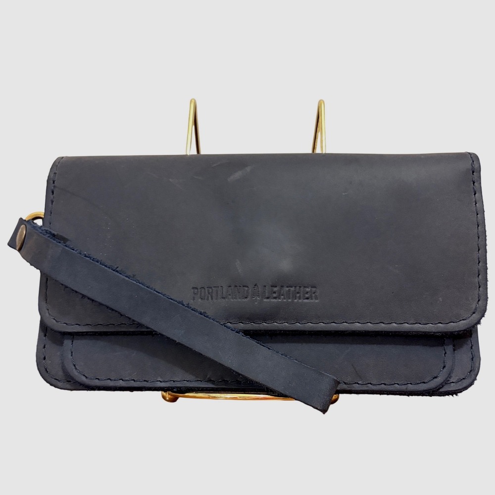 Portland Leather Goods Wallet Clutch Deep Water Blue Leather Accordion Wristlet - Picture 2 of 11